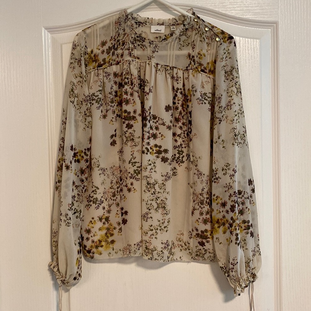 Aritzia Wilfred Lourdes Floral Silk Blouse